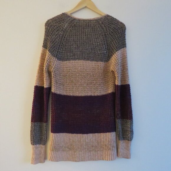 FREE PEOPLE Lake Tahoe Color Block Striped Cardigan Loose Knit Pastel Purple XS - Picture 9 of 14